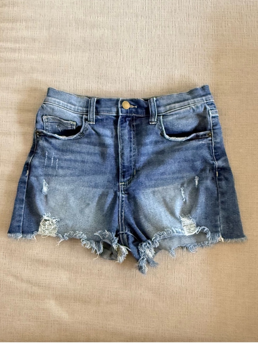 Altar’d State Distressed Frayed Hem Denim Shorts, Size 27